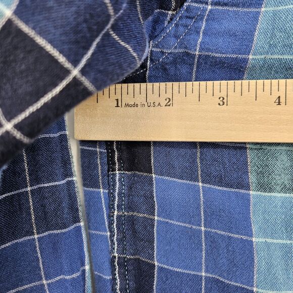 Carbon‎ 2 Cobalt Shirt Mens XL Button Up Long Sleeve Preppy Blue Plaid Flannel - Picture 9 of 12